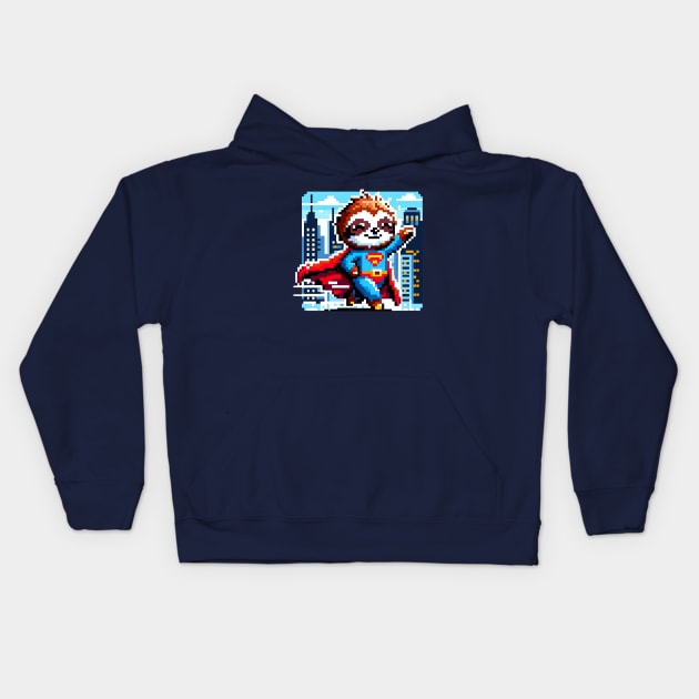 Urban Sloth Hero: The Slow Savior Kids Hoodie by Pixel Punkster